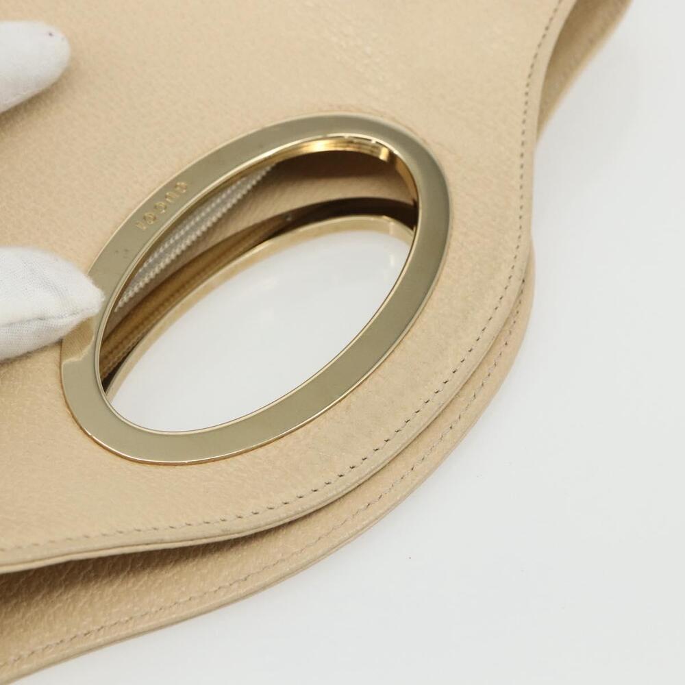 GUCCI Hand Bag Leather Beige Gold 000 1013 0556 Auth 151437 - Picture 7 of 16